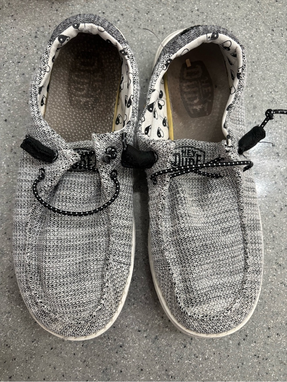 Hey Dude Gray Knit Slip-On Shoes with Black Accents